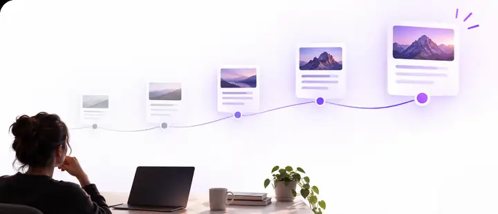 A timeline showing content becoming more discoverable over time