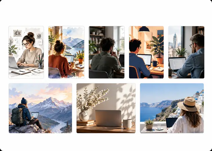 A visual style selector with varied editorial image examples