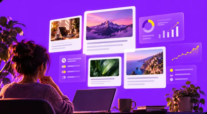 Examples of articles and SEO tools shown within an AI discovery interface